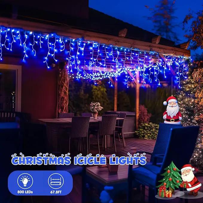 JMEXSUSS 800 LED Blue Icicle Christmas Lights Outdoor, Icicle Lights for Outside with 160 Drops, Blue Christmas String Lights Indoor Outdoor for Party Holiday Christmas Decoration by GreenHaven Gardens