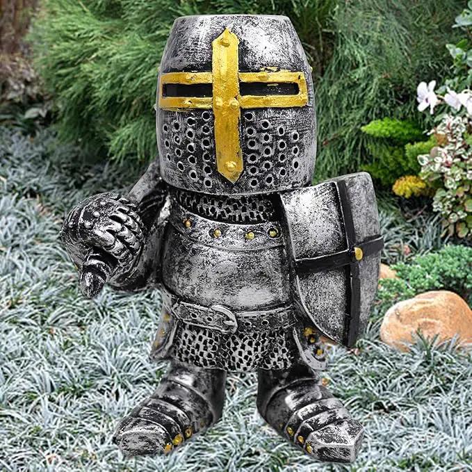 nezababy 8 pcs Knight Gnomes Guard Garden Statue Decoration Medieval Wee Crusader Battle Swordsman Fighting Outdoor Figurines Lawn Decor Resin (H) by GreenHaven Gardens