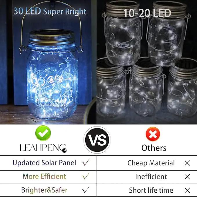 Mason Jars Lids 30 LED 12 Pack Solar Fairy Firefly Lights - Solar Lantern Hanging Lights for Patio Yard Garden Wedding Decorations - Cool White by GreenHaven Gardens