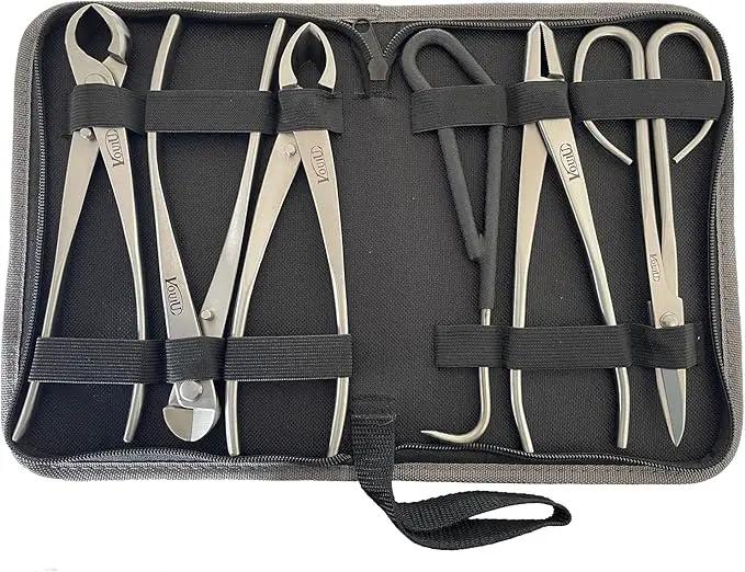 6-Piece Bonsai Tool Set,Concave Cutter,Knob Cutter,Jin Pliers,Wire Cutter,Bonsai Scissors, Root Hook by GreenHaven Gardens