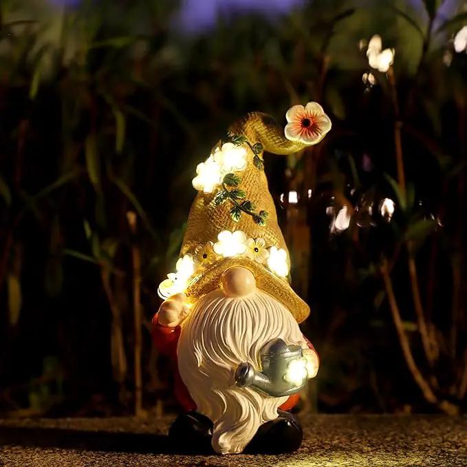 Garden Gnomes in The Hat Stood -Solar Resin Spring Bee Gnome Figurine Statue Garden Lights Outdoor Decorations Waterproof for Patio,Yard,Lawn, by GreenHaven Gardens