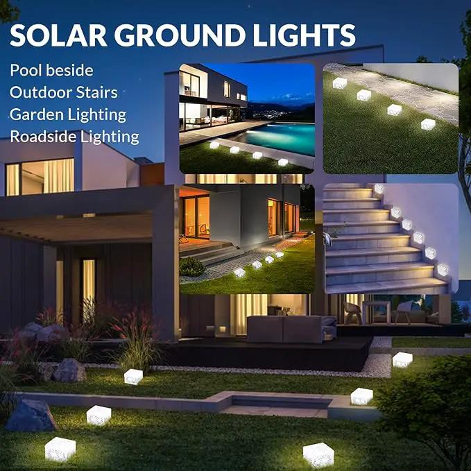 Solar Brick Lights, Outdoor Solar Lights, Outdoor Waterproof Patio Brick Lights, 2.8 * 2.8in Garden Decor for Outside 4 Packs for Patio,Yard,Walkway,Pathway Decor by GreenHaven Gardens