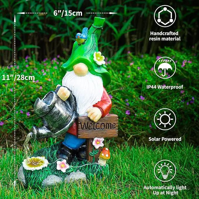 mopha Garden Gnomes Statues Outdoor Decor with Watering Can Solar Lights Resin Figurines Outside Decoration for Patio Yard Lawn Porch Ornaments Clearance Gardening Gift by GreenHaven Gardens