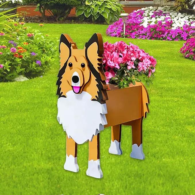 Sheltie Dog Planter Plant Pots,Cute Garden Dog Flower Planter,Dog Planters Birthday Gifts for Women,Office,Indoor/Outdoor Decor（9.45 * 8.66 * 13.39in） by GreenHaven Gardens