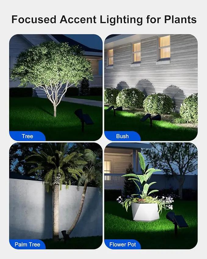 4 Pack Solar Spotlights Outdoor Waterproof for Tree, Statue, Flower, Pot, Bush, Wall, Bright LED Outside Landscape Flood Lights for Security Uplighting Yard, Garden, Driveway, Walkway, House, Fence by GreenHaven Gardens