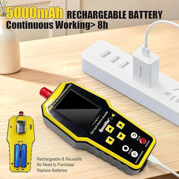 7 in 1 Soil Tester, ±1% High Precision Digital NPK Tester/Soil Moisture Meter/PH Tester/Temperature/EC Monitor for Agriculture, Plant Cultivation, Geological Survey with Data Storage & Export by GreenHaven Gardens
