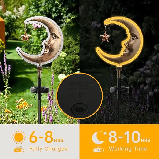 Solar Outdoor Garden Lights - Outdoor Decor Butterfly Neon Lamp Patio Path Decor(2 Pack) (Copper Moon) by GreenHaven Gardens