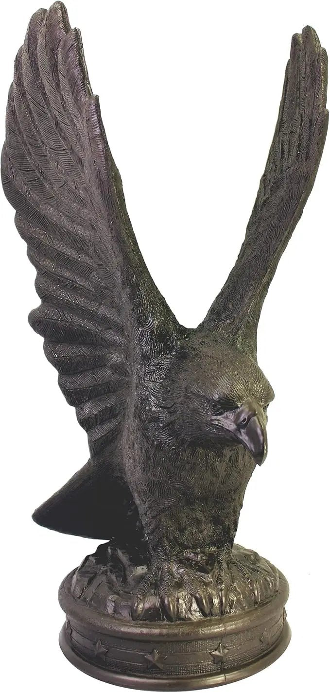 EMSCO Group Freedom Eagle Statue – Natural Bronze Appearance – Made of Plastic Resin – 32” Height by GreenHaven Gardens