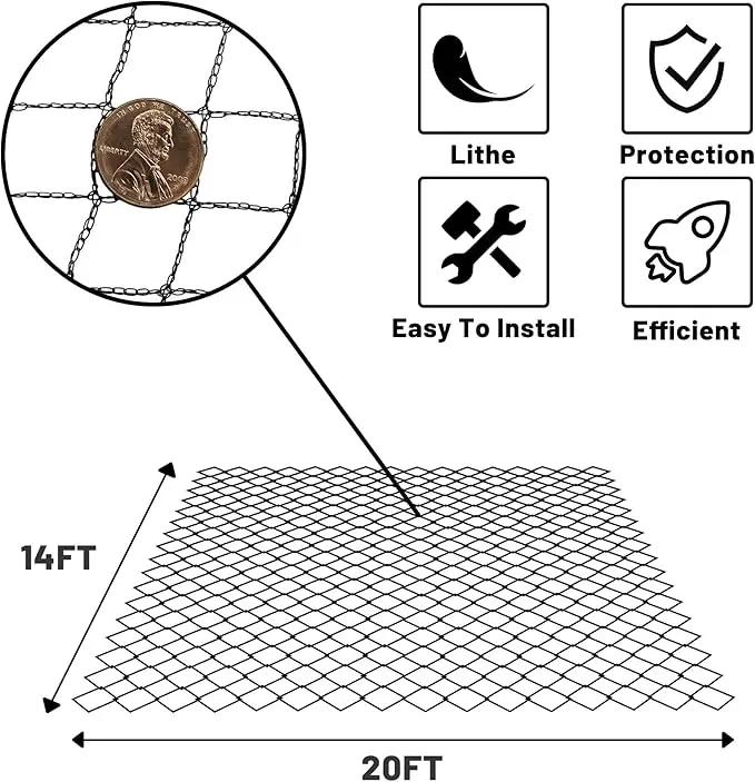 Rainleaf Pond Netting, 14' x 20' Pond Net Cover, Koi Pond Netting for Leaves, Heavy Duty Koi Pond Net Protecting Koi Fish from Herons, Stakes Included, Snare Nets by GreenHaven Gardens