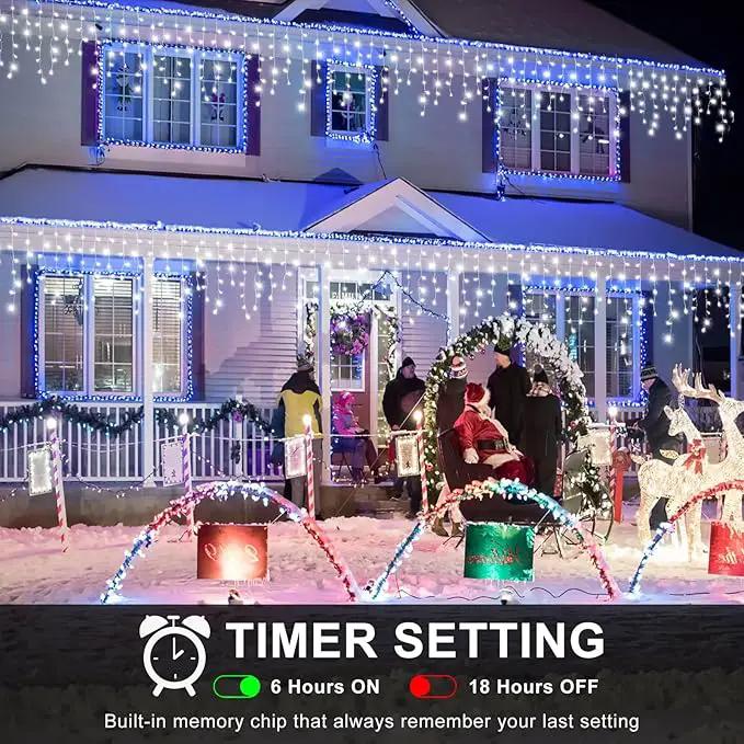 Icicle Christmas Lights, 98FT 1216 LED Icicle Lights for Outside with 228 Drops, 8 Modes Waterproof Twinkle String Lights for House Bedroom Wedding Holiday Decorations, White by GreenHaven Gardens