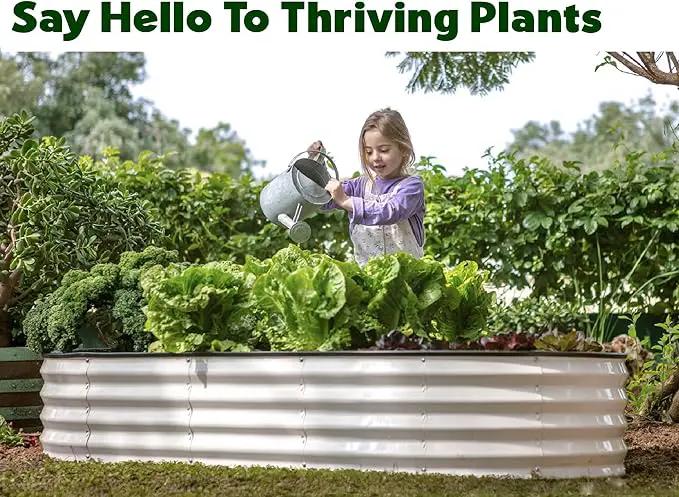 Galvanized Raised Garden Beds Outdoor // 6×3×1 ft Planter Raised Beds for Gardening, Vegetables, Flowers // Large Metal Garden Box // Patented Tool-Free Design (White) by GreenHaven Gardens