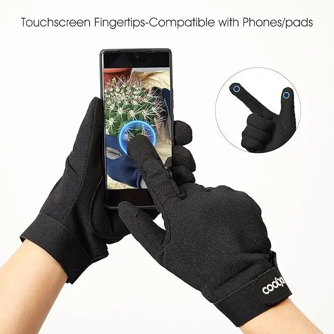 COOLJOB Thorn Proof Garden Gloves with Touchscreen Fingers for Men, Rose Pruning Work Gloves with Palm Cushion for Gardener, Farmer and Landscaper (Black 1 Pair Small) by GreenHaven Gardens