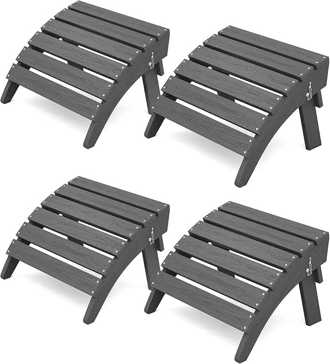 KINGYES Folding Adirondack Ottomans Set of 4 for Adirondack Chair, Grey by GreenHaven Gardens