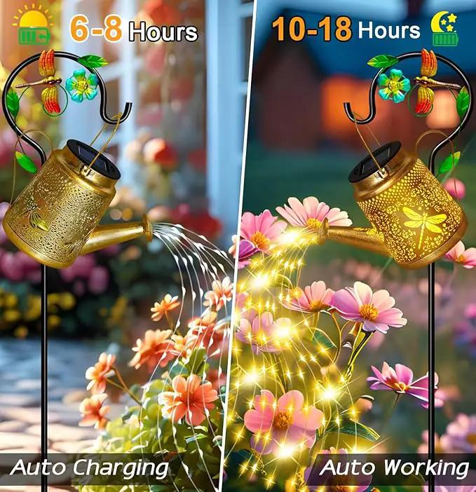 Dragonfly Solar Watering Can Lights, Outdoor Waterproof Garden Lantern with Shepherd Hook, Solar Garden Decor for Yard Outdoor Landscape Pathway Porch Patio, Garden Gift for Women Mom Grandma by GreenHaven Gardens