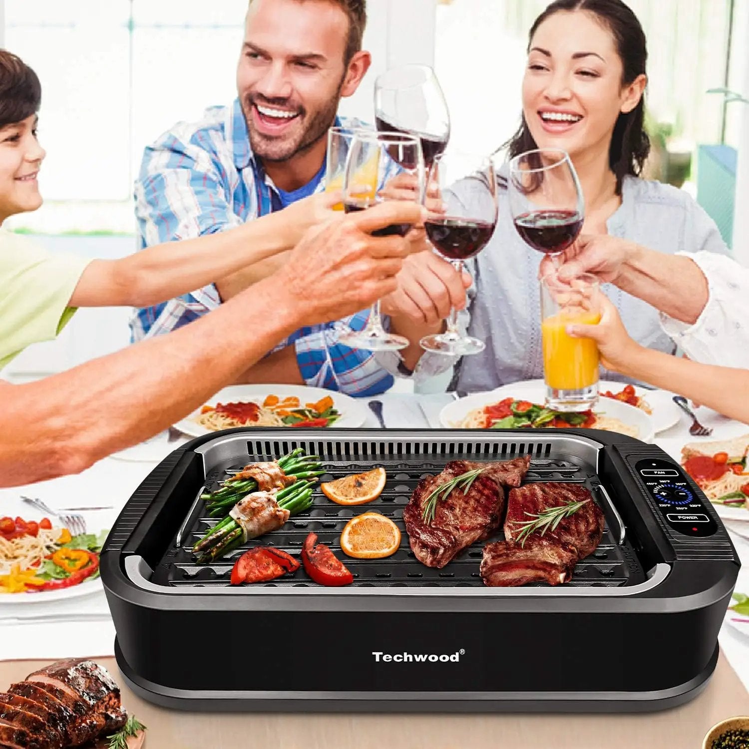Techwood 1500W Smokeless Indoor Electric Grill with Non-Stick Plates and Tempered Glass Lid - Korean Grill with Temperature Control by GreenHaven Gardens