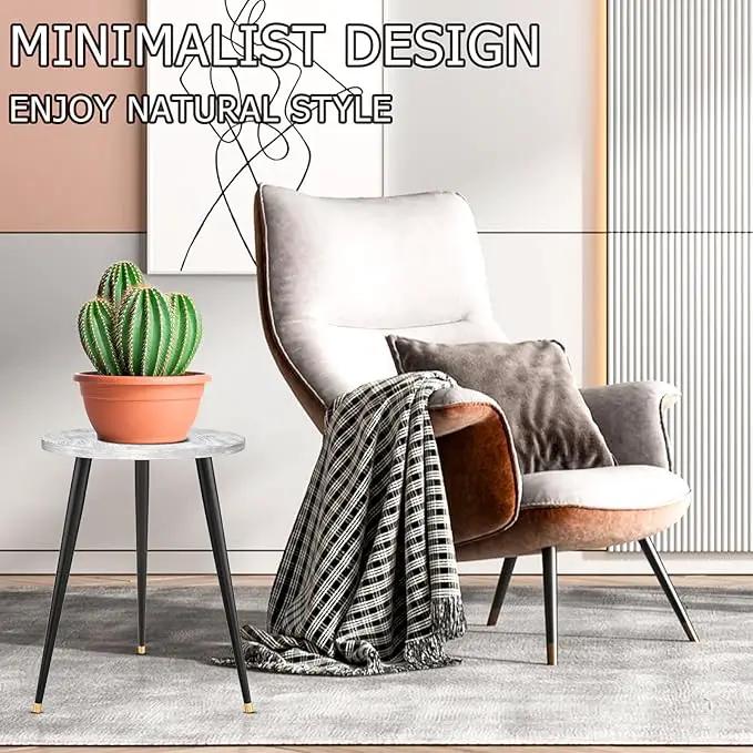 Plant Stand Indoor, Mid Century Wood Plant Stand Grey Plant Table for Flower Pots, Heavy Duty Metal Tall Plant Holder, Modern Home Decor Small Round Side End Table (11.8"x16") by GreenHaven Gardens
