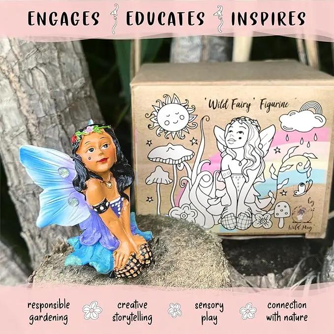 WILD PIXY Indoor Fairy Figurine – Miniature Fairy for Gardens, Ornaments, or Cake Toppers, Fairy Garden Decor and Accessories, Premium Resin, Designer Gift Box with Poem Card by GreenHaven Gardens