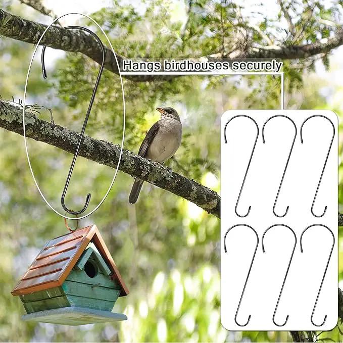 6 Pack 16 Inch Extra Large S Hooks for Hanging Plants, Rust-Proof Heavy Duty Tree Branch Hook Plant Hooks Outdoor for Hanging Bird Feeder,Patio,Indoor Uses by GreenHaven Gardens