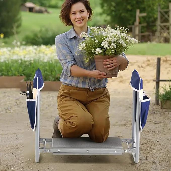VEVOR Garden Kneeler and Seat Heavy Duty, Portable Garden Stool with 11'' EVA Kneeling Pad and 2 Tool Bags, Folding Garden Bench to Relieve Knee & Back Pain, Great Gifts for Seniors, Family Gardeners by GreenHaven Gardens