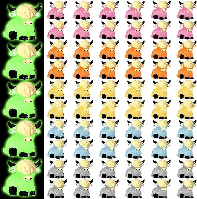 50 Pcs Luminous Mini Highland Cow Figurines Resin Miniature Highlandcow Statues Tiny Cows Miniatures Glow in The Dark for Dollhouse Micro Landscape DIY Home Outdoor Party Decor by GreenHaven Gardens