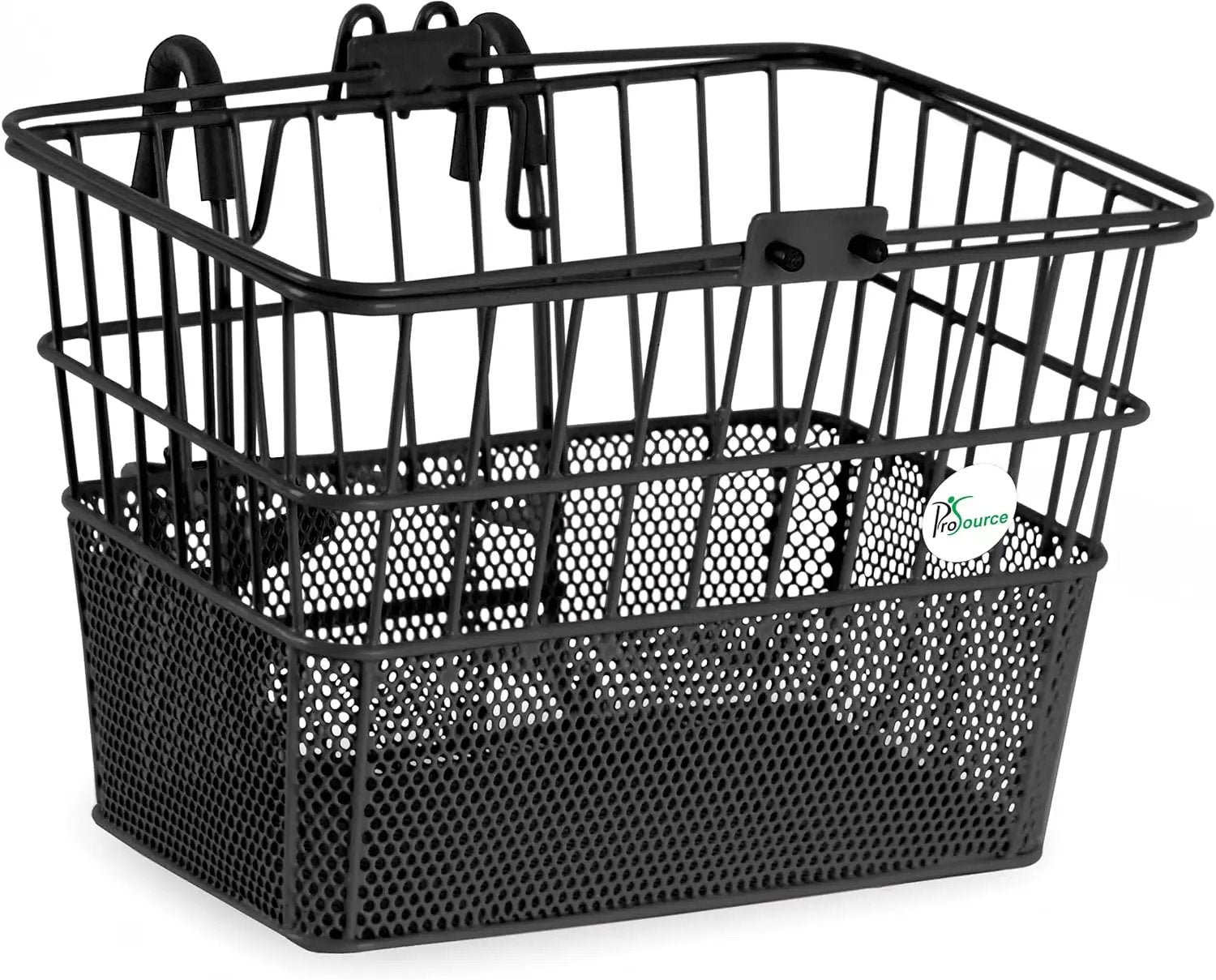 ProSource Wire Bike Basket Front for All Ages, Detachable Bicycle Front Basket with 15lbs Storage Capacity, Lightweight Steel Mesh Backing for Durable Daily Use, Black by GreenHaven Gardens