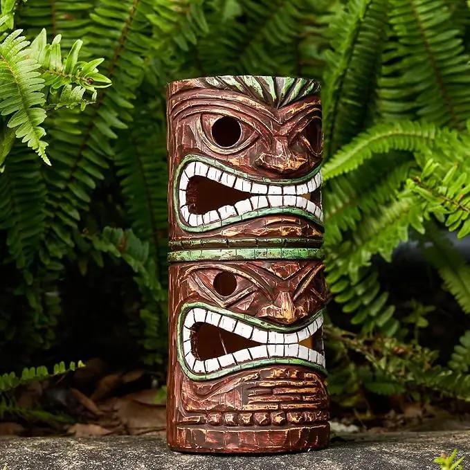Solar Tiki Statue Outdoor Decor-Garden Large Tiki Statue-Solar Totem Pole Tiki Bar Decoration for Lawn Patio Yard,10 Inch Tall by GreenHaven Gardens