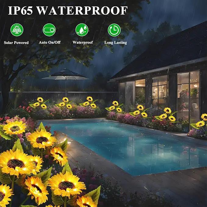 2-Pack Solar Powered Sunflower Garden Lights, LED Outdoor Decor Solar Light Flowers for Yard Patio Ground Lawn Landscape, Decorative Flower Bright Night Outside by GreenHaven Gardens