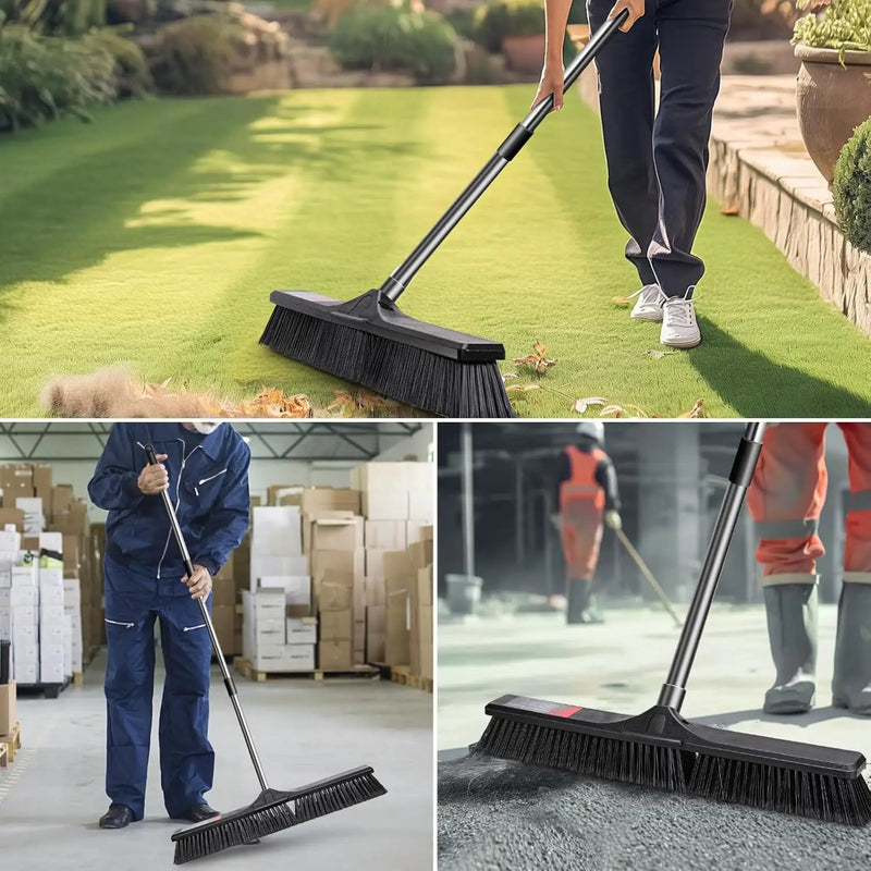 Push Broom Outdoor Heavy Duty,Masthome 24" Push Broom with Stiff Bristles,Heavy Duty Garden Broom,Outdoor Stiff Sweeping Broom for Garage Yard Patio Deck Concrete Wood Stone Floors Scrub and Cleaning by GreenHaven Gardens
