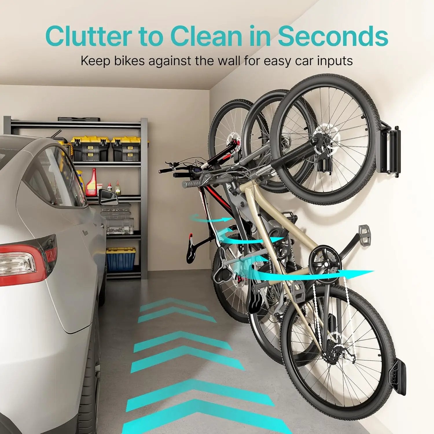 Bike Rack Garage, Bike Wall Mount Heavy Duty, Holds 77 Lbs, Swivel Bike Hangers for Garage, Adjustable Indoor Bike Storage for Bedroom Home Office, 1 Pack by GreenHaven Gardens
