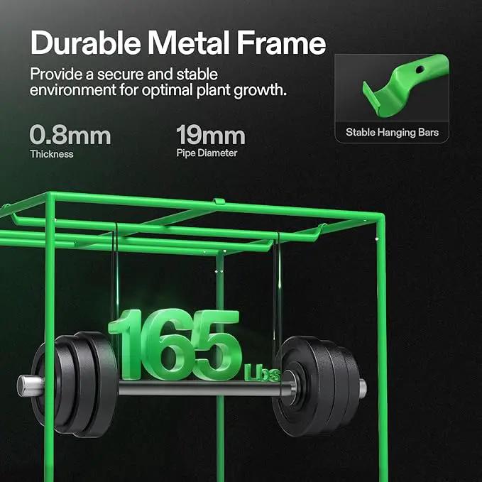 VIVOSUN S558 5x5 Grow Tent, 60"x60"x80" High Reflective Mylar with Observation Window and Floor Tray for Hydroponics Indoor Plant for VSF6450 by GreenHaven Gardens