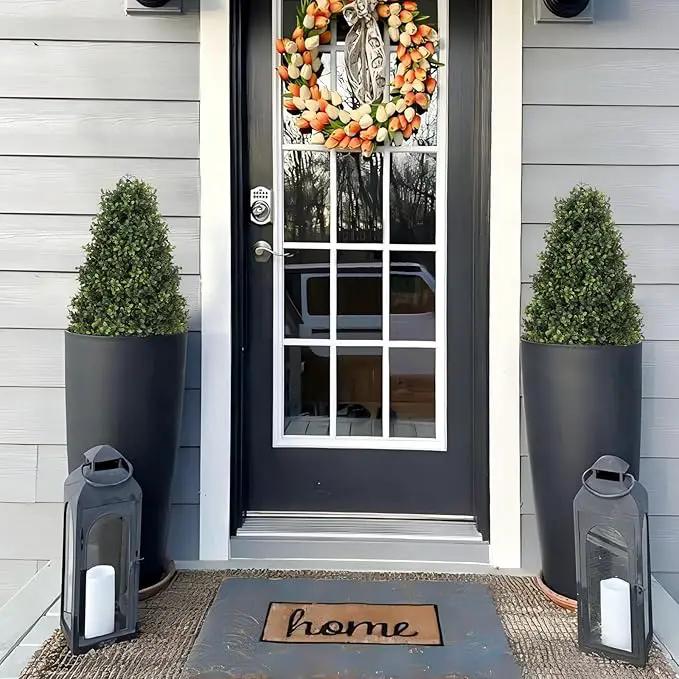 30" Boxwood Topiary Trees Artificial Outdoor Set of 2, UV Resistant Faux Plants for Front Porch Planters, Realistic Cone-Shaped Fake Bushes & Shrubs, 2.5ft Evergreen Decoration by GreenHaven Gardens