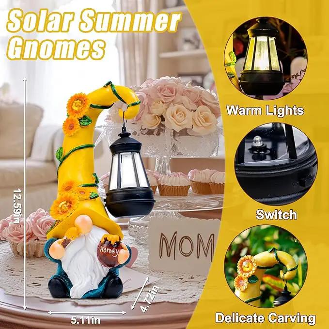 Twinbling12 Solar Sunflower Gnome Garden Statues Honey Bee jar Decor with LED Lantern Outdoor Summer Gnomes Decorations Patio Yard Balcony Art Gifts for Women Mom Grandma by GreenHaven Gardens