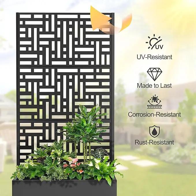 Raised Garden Bed with Trellis and Wheels,73"x35"x16" Metal Raised Garden Bed,Black Modern Metal Planter with Climbing Trellis for Vines & Vegetables by GreenHaven Gardens