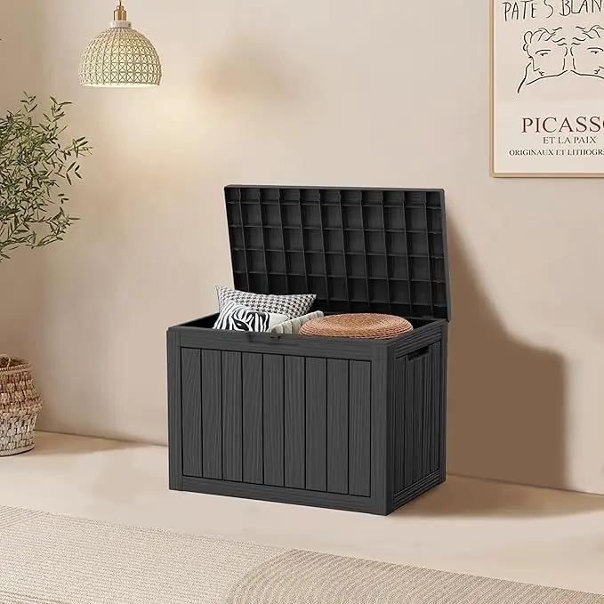 45 Gallon Resin Deck Box, Waterproof Outdoor Storage Bin for Patio, Poolside, and Garden, Lockable & UV-Resistant, Ideal for Small Spaces, Black by GreenHaven Gardens
