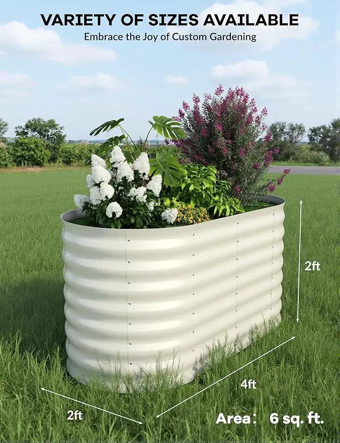 4x2x2 ft Raised Garden Bed,Galvanized Raised Planter Boxes Outdoor with Easy Assembly, Large Garden Bed for Vegetables, Fruits, Flower,Raised Garden Bed,Beige by GreenHaven Gardens