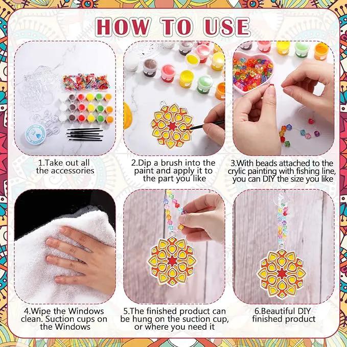 30 Sets Suncatchers Window Art Kits, DIY Sun Catchers Bulk Crafts Paint Your Own Window Ornaments for Boys Girls Classroom Home Party Birthday Activity Decor(Mandala Style) by GreenHaven Gardens