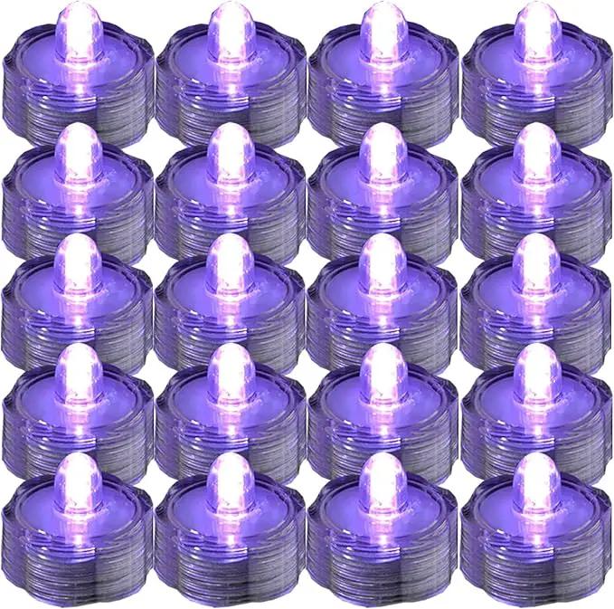 Super Bright LED Floral Tea Light Submersible Lights for Party Wedding (Purple, 60 Pack) by GreenHaven Gardens