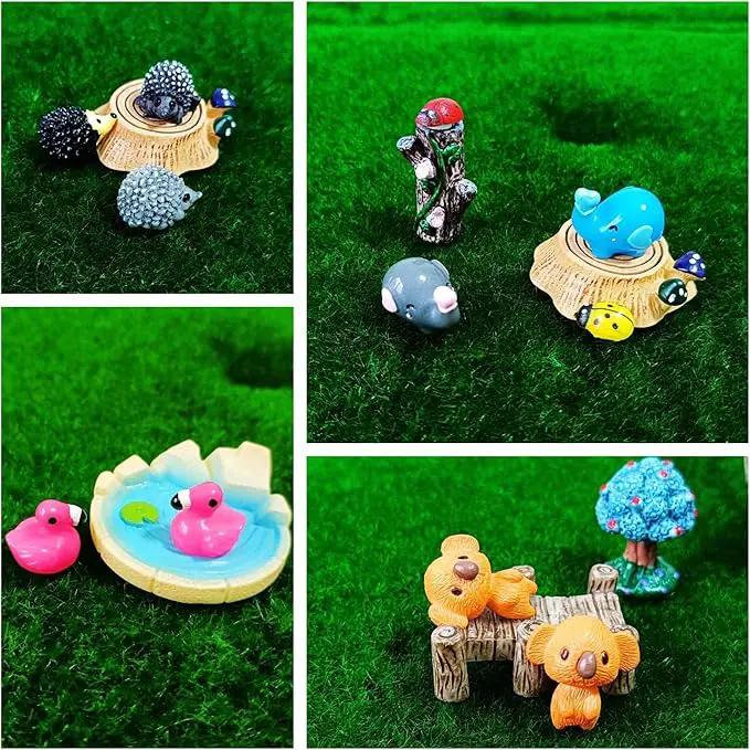 100 Pcs Mini Resin Animals Figures, Forest Tiny Plastic Animals Figurines to Hide Miniature Fairy Garden Decorations Accessories by GreenHaven Gardens