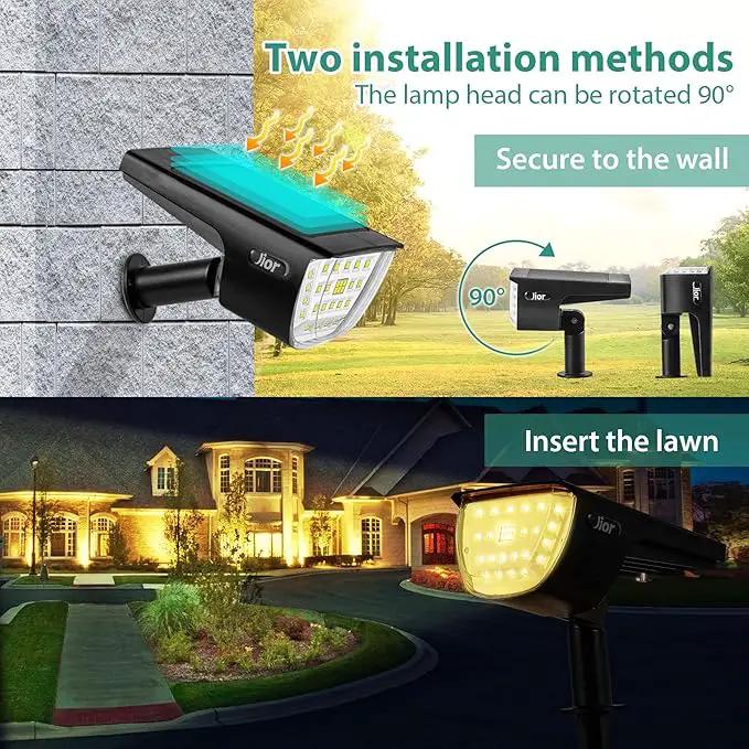 Jior Solar Landscape Spotlights Outdoor 32 LED IP65 Waterproof Solar Powered Wall Lights 2-in-1 Adjustable Outside Lights for Garden Yard Driveway Walkway Pool Patio 4 Pack (Cold White) by GreenHaven Gardens
