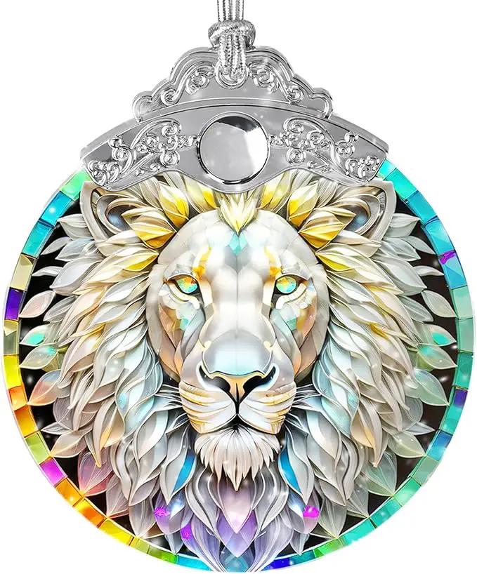 Stained Glass Suncatcher, Jocidea Lion Ornament, Christmas Ornaments, Holidays Ornaments, Christmas Tree Decor, Lion Decor for Home, Lion Gifts by GreenHaven Gardens