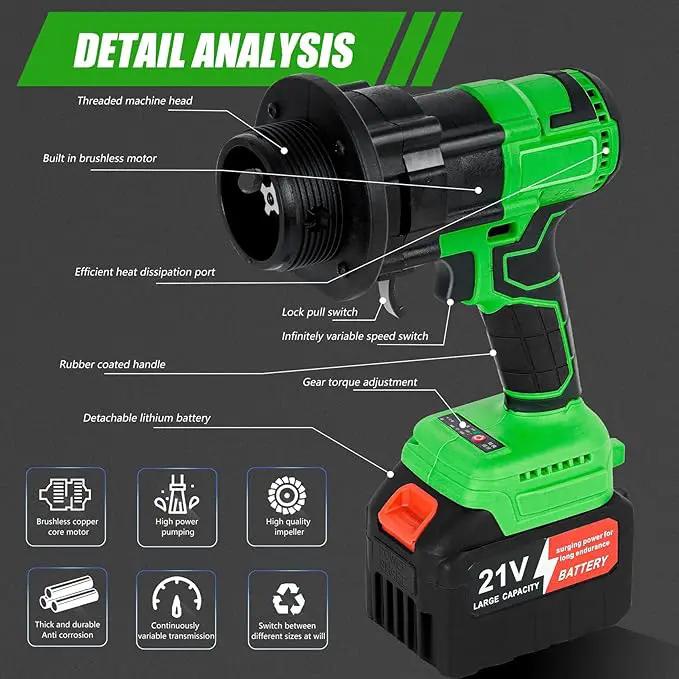 Updated Cordless Stick Water Transfer Pump With 21V Battery, 720GPH Portable Utility Water Pump (With Battery And Charger) Suitable for Garden, Pool, Pond, Deep Well Draining, Maximum Head 32FT by GreenHaven Gardens