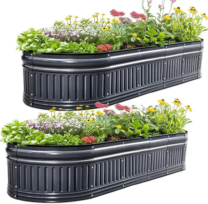 KING BIRD Raised Garden Bed Kit 2025 Upgraded Modular DIY Galvanized Planter Garden Box Outdoor for Gardening, Vegetables, Flowers, Elegant Roman Column Design, 71x24x24 in, Dark Grey by GreenHaven Gardens