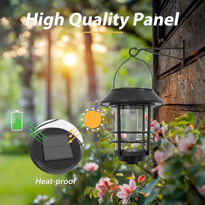 Otdair Solar Lantern Outdoor - 2 Glass Hanging Lights, Waterproof Wall Sconce, Decorative for Front Porch, Yard and Garden by GreenHaven Gardens