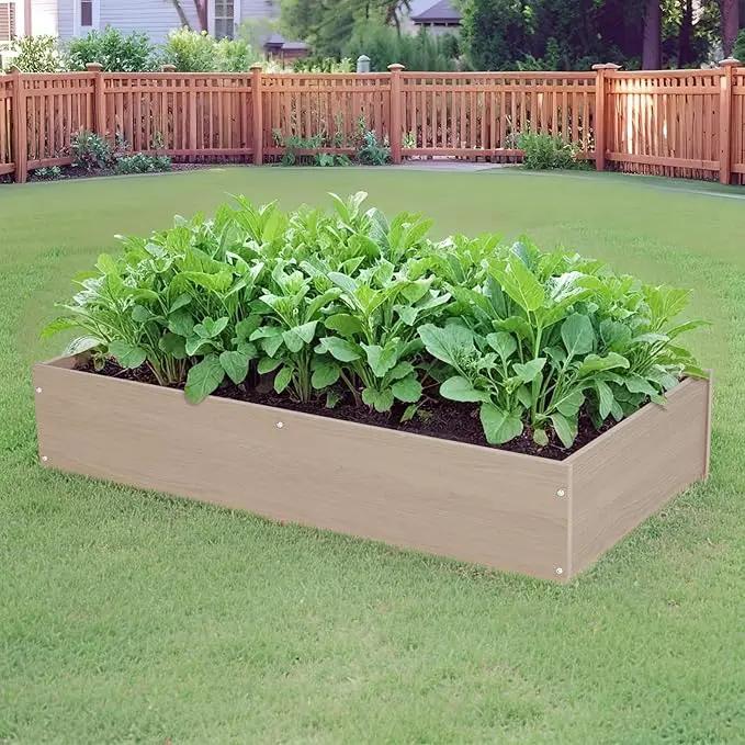 HDPE Raised Garden Bed 47.24 * 24.4 * 9.65 in,Vegetable Planter Bed Outdoor,Elevated Horticulture Planter Bed,Waterproof,Rot-Resistant and Non-Cracking Above Ground Garden Bed(Light Brown) by GreenHaven Gardens