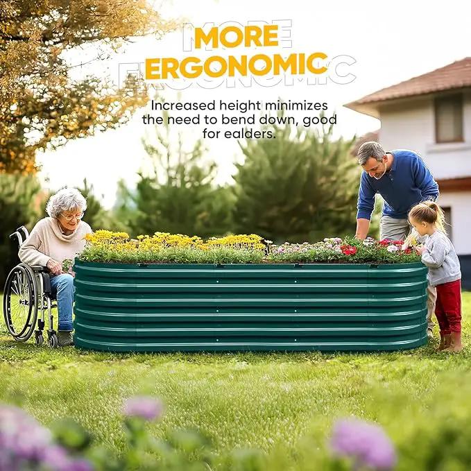 KING BIRD Raised Garden Bed Kit 2025 Upgraded Quick-Setup Galvanized Planter Garden Box Outdoor for Gardening, Vegetables, Flowers, 94x36x23 in, Green by GreenHaven Gardens