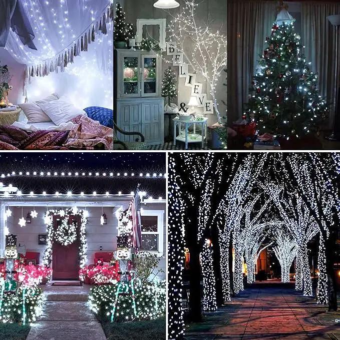 Toodour Solar Christmas Lights, 72ft 200 LED 8 Modes Outdoor Christmas String Lights, Waterproof Solar Fairy Lights for Christmas Tree, Fence, Holiday, Party, Balcony, Christmas Decor - White by GreenHaven Gardens