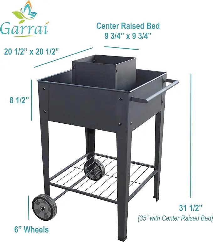 GarraÌ Raised Planter Box -Garden Cart with Wheels, Movable Square Outdoor Elevated Garden Bed with Wheels- Grow Vegetables Flowers Herbs on Patio, Deck, or Yard by GreenHaven Gardens