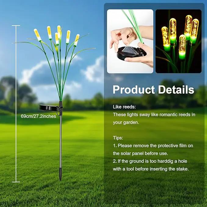 Solar Outdoor Garden Lights,Upgraded LED Solar Reed Swaying Lights for Garden Patio Yard Pathway Walkway Wedding Party Christmas Landscape Lighting (4 Packs) by GreenHaven Gardens