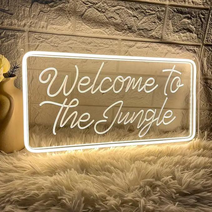 Welcome to the Jungle Neon Sign, Neon Light Sign for Wall Decor Dimmable Warm White LED signs for Bedroom Home Birthday Party Wedding Engagement Garden Man Cave Decor USB Powered by GreenHaven Gardens