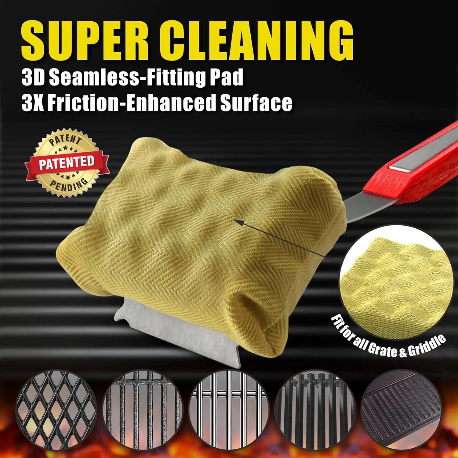 GRILLART Grill Brush Bristle Free. SteamWizards BBQ Replaceable Cleaning Head, Unique Seamless-Fit Scraper Tool for Cast Iron/Stainless-Steel Grates, Safe Barbecue Grill Cleaner-Red by GreenHaven Gardens